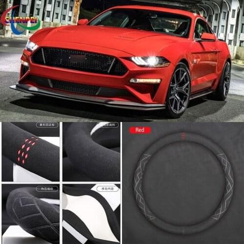 Non-Slip Car Suede Steering Wheel Cover For Ford Series F-150 Mustang Fiesta Focus Kuga Explorer Escort Car Interior Accessories