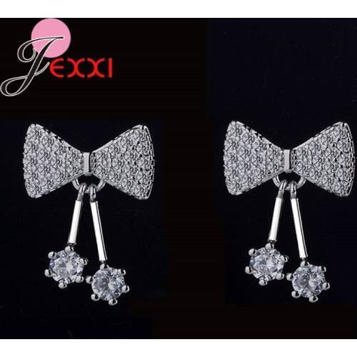 New Fashion Lovely Bow Tie Shape 925 Sterling Silver Earrings Women Girls Party Engagement Jewelry High Quality Wholesale