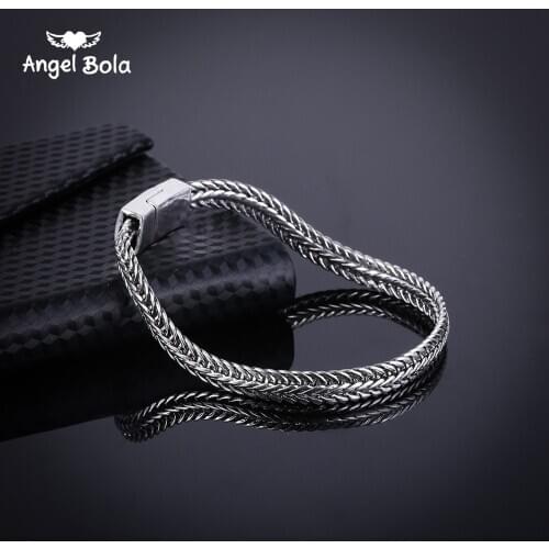 Fashion New Link Chain Ancient Silver Bracelet Men Heavy 5MM Wide Womens Buddha Bangles 2020 Bicycle Chain Wristband