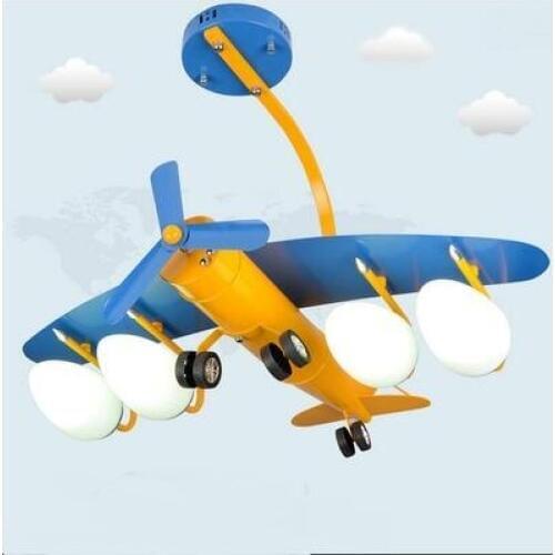 New aircraft light l childrens room ed cartoon creative ceiling lamp bedroom boy ceiling light iron glass child care LU721182