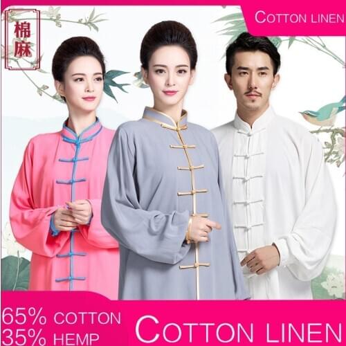 Tai Chi clothing female spring and autumn Chinese style summer cotton linen linen Tai Chi practice clothes male