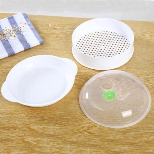 Single Layer Plastic Steamer Microwave Oven Steamer Round For Kitchen