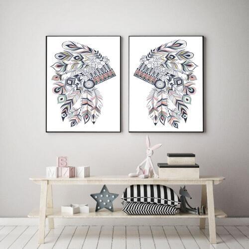 Posters and Prints BoHo Headdress Arrow Catcher Canvas Painting Ethnic Style Wall Pictures For Living Room Wall Art Home Decor