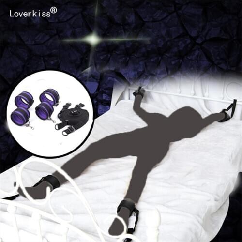 Slave Bedroom Pet Play BDSM Adult Games Sex Aid Tools Relax Bed Straps Cuffs for Hand Wrist Ankle Fetish Harness Bound Restraint
