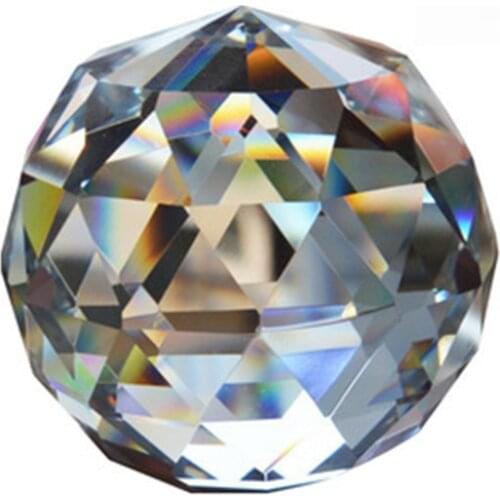 Transparent Glass Ball Ornament Crystal Solid Faceted Ball Home Decor Lamp Pendant Accessories 5 Sizes