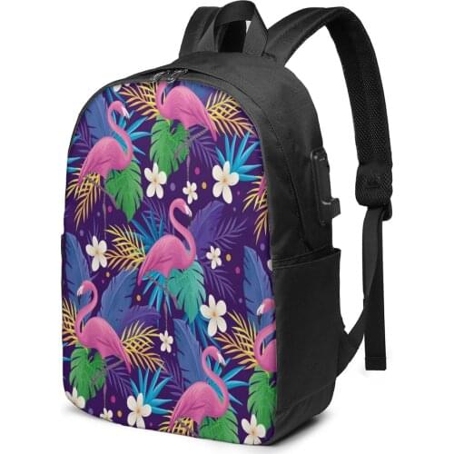 Teenage Backpack for School Boy Girl Colorful Flamingo Summer Floral School Bag USB Charging Bookbag