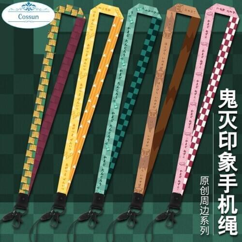 Anime Demon Slayer Kimetsu No Yaiba Neck Strap Lanyard for Keys USB ID Card Badge Holder Mobile Phone Straps Webbing Necklace
