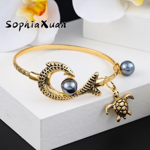 SophiaXuan Hawaiian Trendy Bangle Fashion Polynesian Jewelry Fish Tail Turtle Charms Bracelets Bracelet Wholesale for Women Gift
