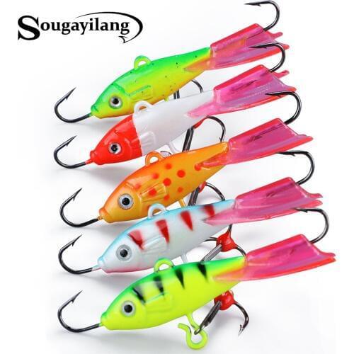 Sougayilang 5pcs 12g 6cm Ice Fishing Lures Sharp Hooks Winter Lifelike Fishing Baits Sets Ice Jigging Lures Kit De Pesca