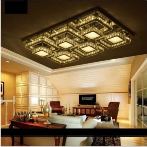 Modern simple living room bedroom square led ceiling lamp stainless steel wire cut led crystal lamp creative lamps led lighting