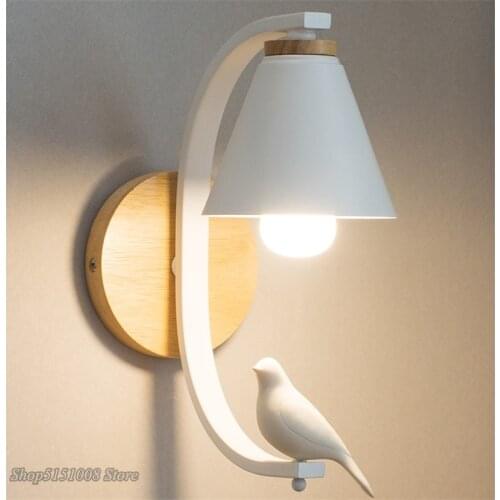 Nordic Modern LED Bird Wall Lamps Wood Art Wall Lights Fixture Home Indoor Human Deco Bedroom Lamp Vanity Mirror Bathroom Light