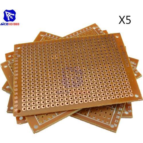 Diymore 5PCS/Lot Universal PCB Board 50x70 mm 2.54mm Hole Pitch Prototype Paper Printed Circuit Panel 5x7 cm Single Sided Board