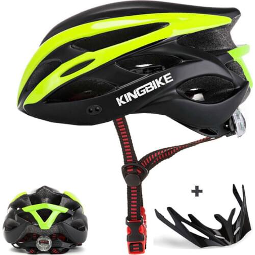 KINGBIKE MTB Bicycle Helmets Green Ultralight EPS+PC Cycling Helmet Road Mountain With Sun visor taillight Men Women Bike Helmet