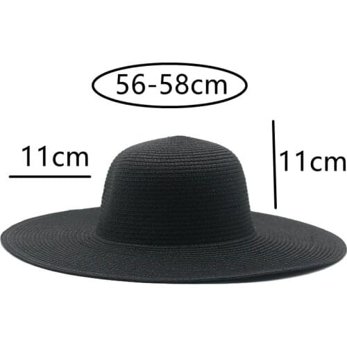 Straw hats women men solid black white navy summer spring hats round top big brim outdoor beach sun protection summer women hats