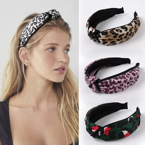 1Pc Retail 2021 Boutique Womens Leopard Knotted Wide Side Head Hoop Fashion Headband Wash Hairband Headwear Hair Accessories