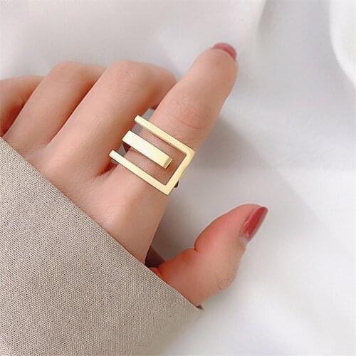 2021 Women Fashion Personality Temperament Rings Female Cold Wind Fashion Index Finger Tide Joint Geometric Metal Rings