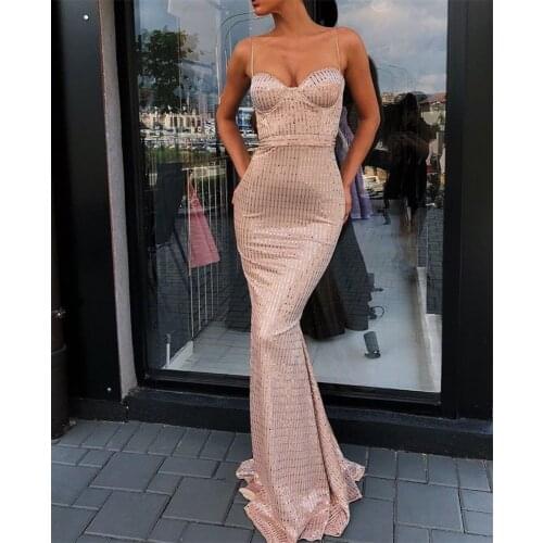 New Arrival 2021 Summer Sexy Spaghetti Strap Slim Evening Dresses Lady Sexy Backless Full Length Prom Gown Cocktao Party Vestido