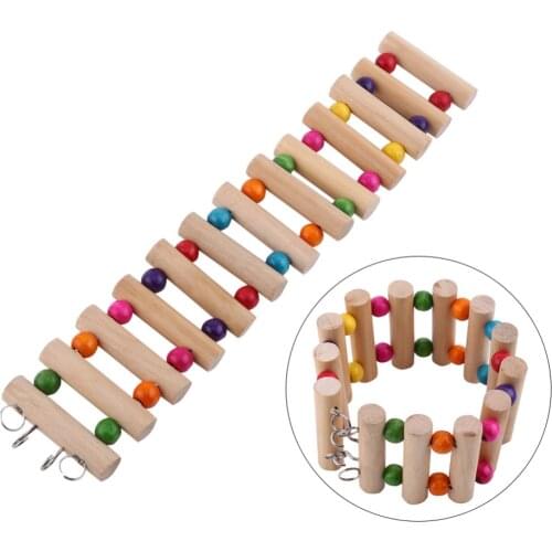 1Pcs 13 Ladder Natural Wooden Funny Parrots Swing Hamster Bird Cage Accessories Bird Chew Toys Small Pet Hanging Swings