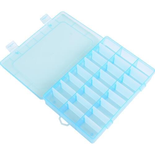 24 Grids Adjustable Plastic Storage Box Case Bead Rings Jewelry Display Organizer Beads Pills Nail Art Tips Storage Box Case