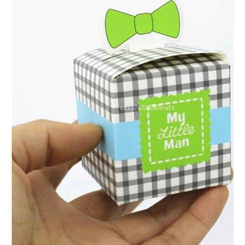 500pcs Stripe Chocolate Boxes Favors My little Man Cute Mustache Pattern Baby Shower Candy Box Birthday Party Supply