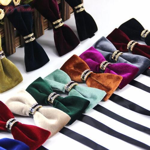 Corbatas Real Gravata New 2016 Diamond Bow Tie Men Marriage Premium Brands Butterfly Bowtie Fashion Velvet Neckwear Necktie