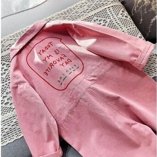 Children Clothing Jumpsuit 2020 Autumn New Cute Girls Casual Letter Tooling Denim Baby Kids Clothes Japanes & Korean Style 1-7 Y