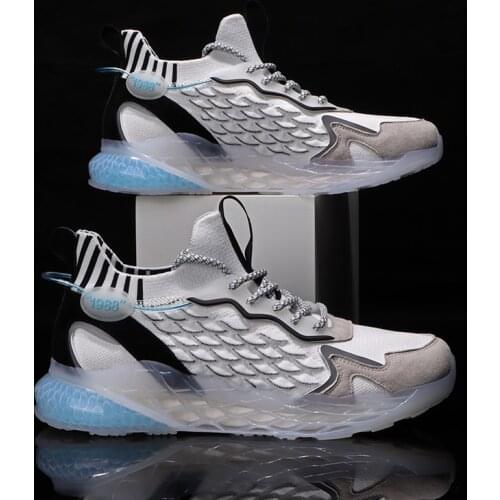 New Arrival Fish Scales Sneakers For Men Breathable Running Shoes Antiskid Damping Sports Shoes Outdoor Jogging Shoes Zapatillas