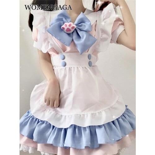 4XL plus size Kawaii Cute Loli Japanese Lolita Cosplay Maid Summer Short Sleeve T Shirt Mini Tutu Dress Korean Dresses Sexy 8Q