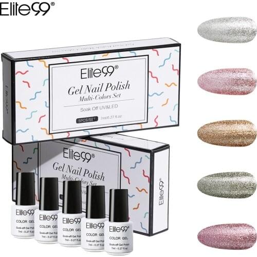 Elite99 5 Pieces/lot Platinum Color Gel Nail Polish With Gift Box Nude Color UV Nail Gel For Nail Art Semi Permanent Nail Polish