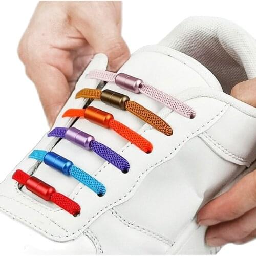 Creative Shoe Accessories Elastic Free Tying Lazy Shoelaces Color Metal Capsule Elastic Shoelaces Children Free Tying Shoelaces