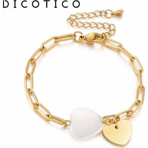 Creative Wristband Charm Bracelet For Women Heart Oval Shell Stainless Steel Chain Pulseras Jewelry Accessory Wholesale Items