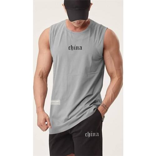 Men Gym Bodybuilding Tank Tops Fitness Sleeveless Shirt Male Stringer Singlet Summer Casual Fashion Printed Undershirt Vest