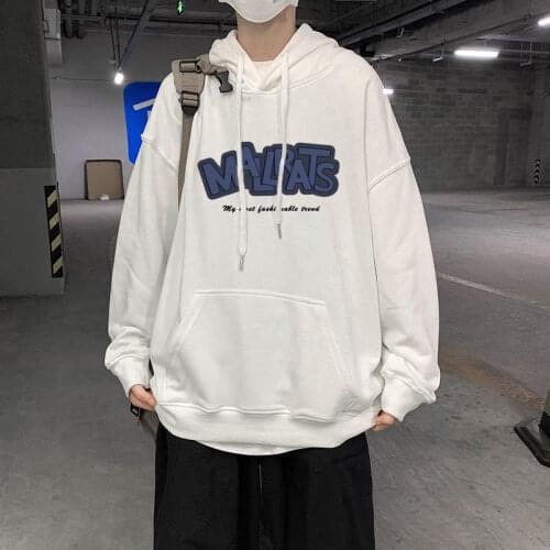 Mens Hoodies Sweatshirts Oversized Letter Print Plus Velvet Hooded Sweatshirt Men Pullovers Casual Loose Korean Style Couples