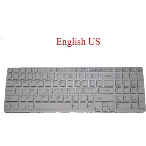 Laptop US Keyboard For SONY For VAIO SVE15 Series MP-11K73US-920W English US white with frame new