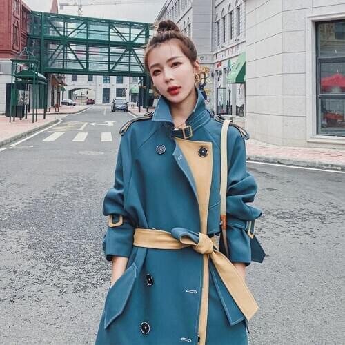 New medium length fashionable casual fashionable coat spring and autumn coat womens Korean version loose