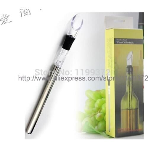 48pcs/lot # Wine Chill Stick Stainless Steel Chiller Ice Cold Pourer Spout Bottle Freeze Freezer Chilling Cooling