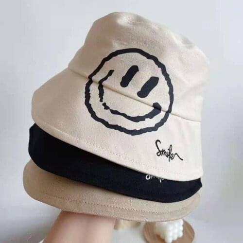 Mens Panama Hat 2021 Fashion Cute Spring Summer Casual Print Smiling Face Fisherman Hat Beach Womens Luxury Bucket Hat
