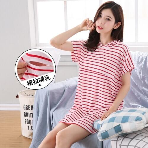 Printed Maternity Nursing Stripe Sleepwear Breastfeeding Nightwear For Pregnant Women Pregnancy Breast Feeding Pajamas Clothes