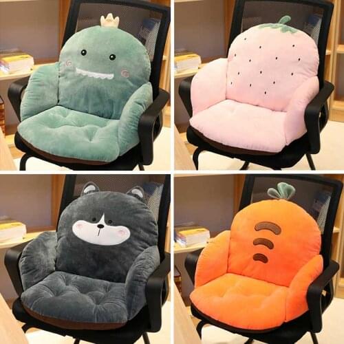 Cartoon Animal Plush Office Chair Cushion Pink Non-slip Lumbar Support Chair Cushions Soft Comfortable Chair Pillows Student