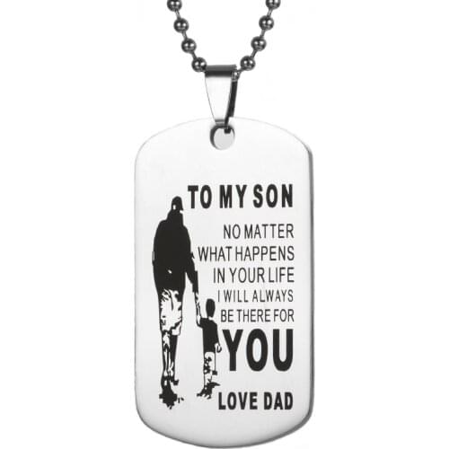 Caxybb Brand a My Son Dog Tag Stainless Steel Father-Son Pendant Necklace Nameplated Necklace Love Gift To my son