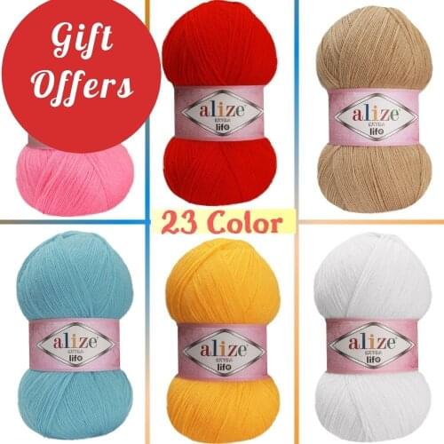 Alize Extra Life Fiber 5 Ball Hand Knitting Yarn, 100 grams 480 meters, Acrylic, Spring / Summer Season, Crochet, Bath Sponge, Cardigan, Blouse, Quality, Thin, Hobby, Knit, Packs, Palmie Store, Made In Turkey - DIY