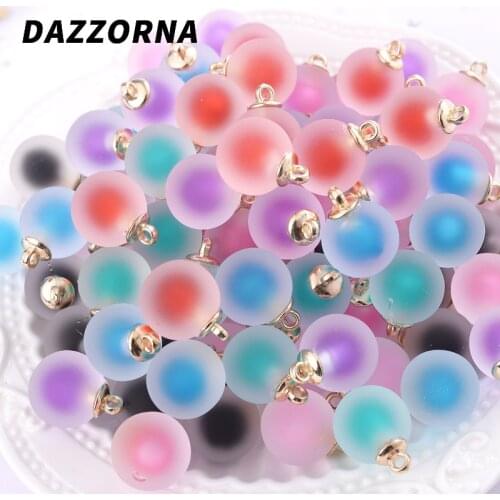 10Pcs/Lot Multicolor Acrylic Pendant Round Metal Frosted Matte Glass Pendant for Diy Jewelry Making Accessories Choose Colors