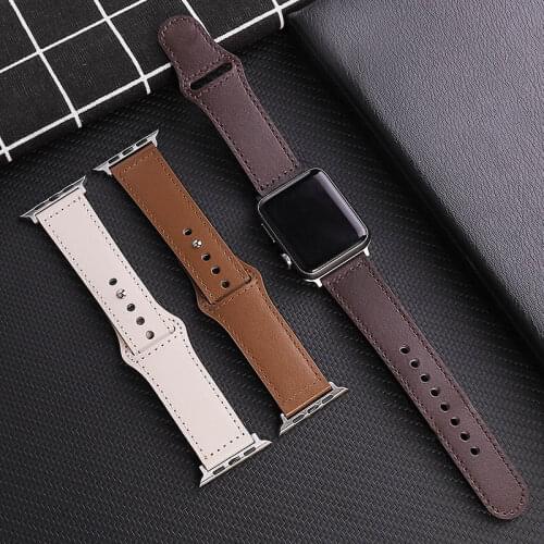 Genuine Cow Leather loop Bracelet Belt Band for Apple Watch 6 SE 5 4 3 42MM 38MM 44MM 40MM Strap for iWatch 6 SE 5 4 Wristband
