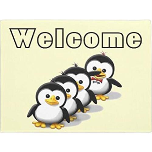 Rubber Front Rugs Flock of Penguins Doormat Non-Slip Outdoor Floor Mats Welcome Indoor Entrance Doormats