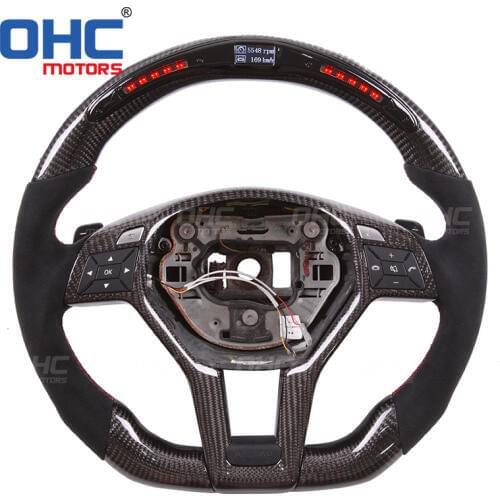 Real Carbon Fiber LED Steering Wheel compatible for Mercedes Benz X156 X204 C117,X117 W218,X218 R231 GLA GLK CLA CLS SL Class