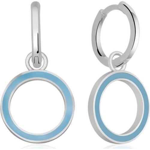 Silverlina Silver Phosphorescent Blue Oval Earrings