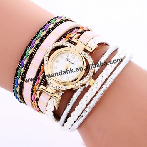 Wholesale Weave Watch Fashion Rhinestone Heart Watches Women Luxury Gold Crystal Quartz Watch For Ladies Dress Watches