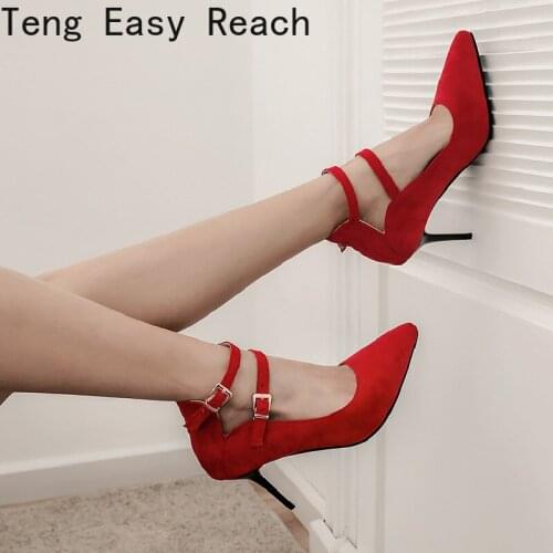 2021 The New Sexy Womens Pumps Office Lady Stiletto High Heels Pointed Toe Fashion Wedding Dress Party Shoes red black size 46