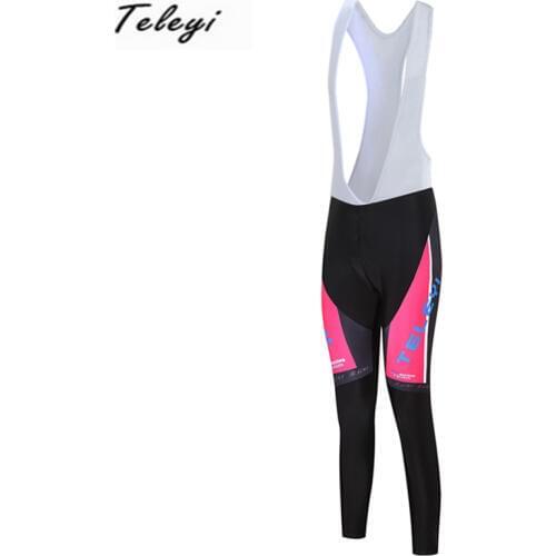 Pink TELEYI Women cycle pants Long Pants Breathable Gel 3D padded cycling pants mtb pants Tight Ropa Ciclismo Wear
