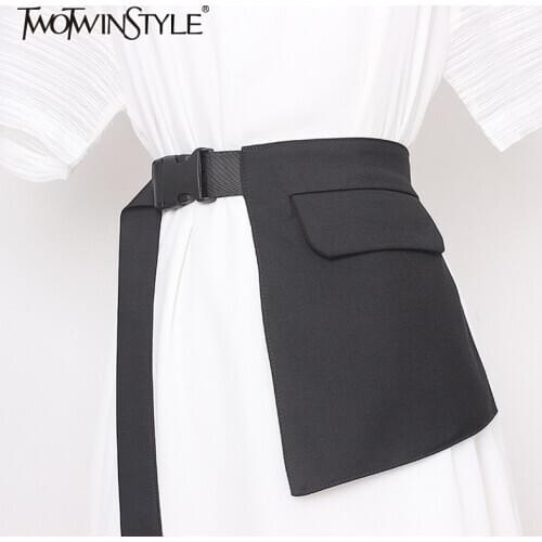 TWOTWINSTYLE Elegant Asymmetrical Women Girdle Irregular Patchwork Pockets Girdles For Female Fashion 2020 Summer Accessories